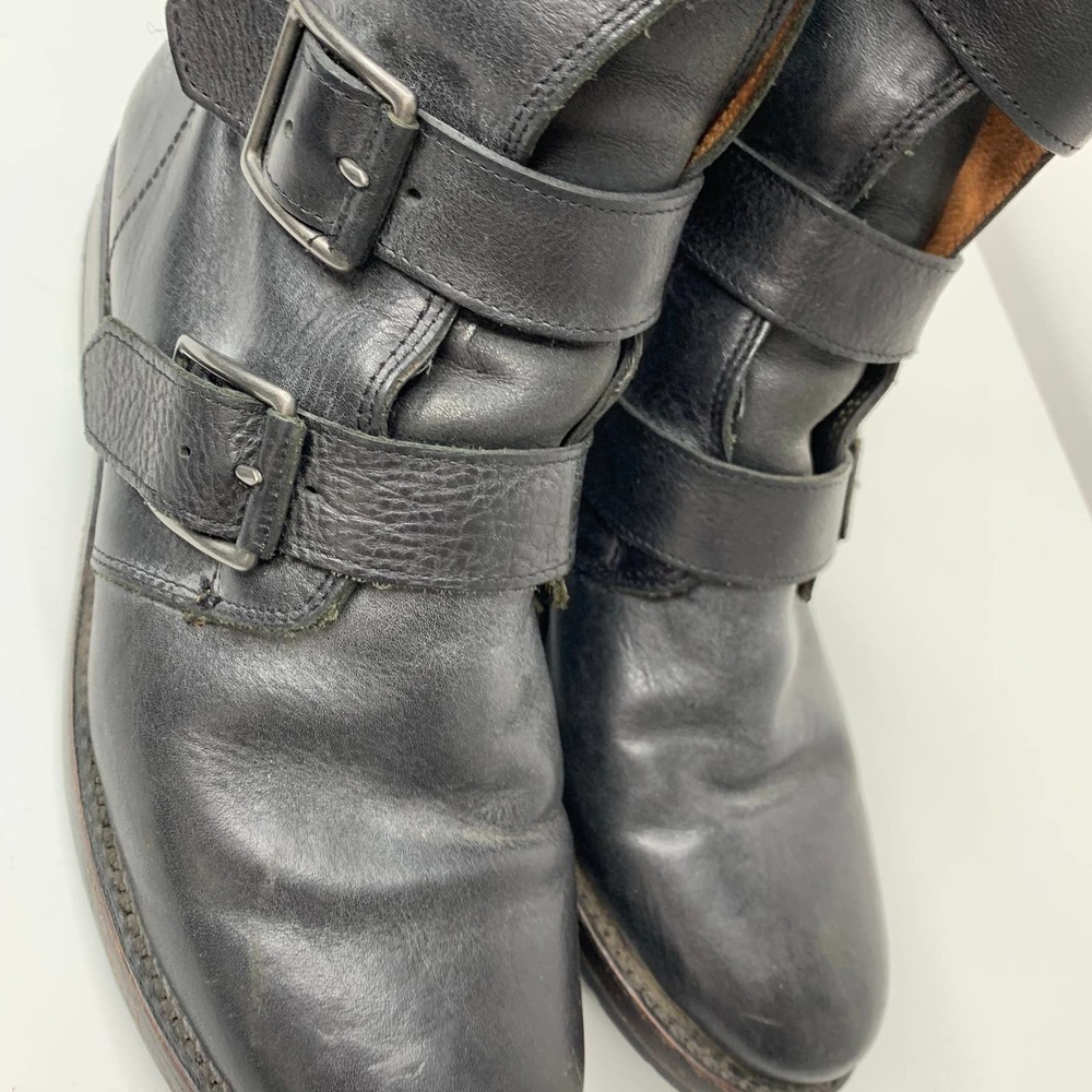 Frye Natalie Triple Buckle Ankle Short Boots Black Booties Womens 8 - Picture 5 of 16